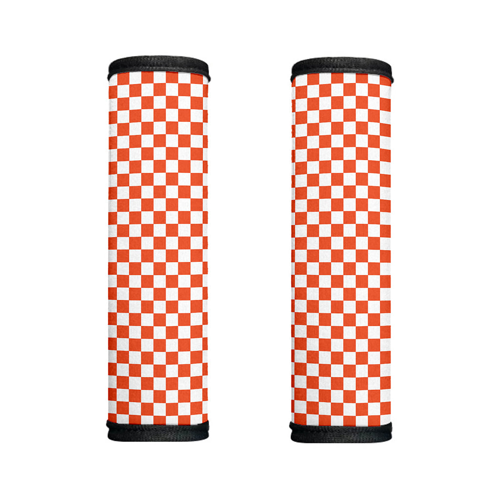 Lava Orange And White Checkered Print Handle Covers