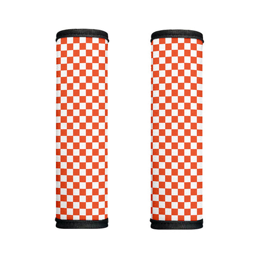 Lava Orange And White Checkered Print Handle Covers