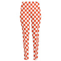 Lava Orange And White Checkered Print High-Waisted Pocket Leggings