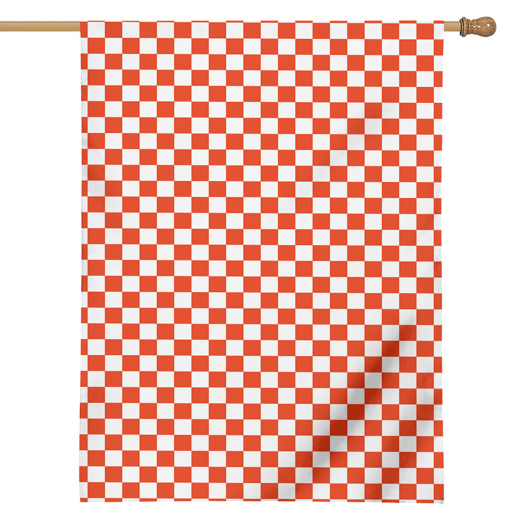 Lava Orange And White Checkered Print House Flag