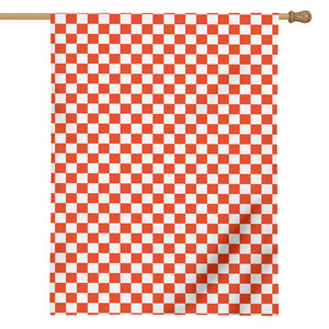 Lava Orange And White Checkered Print House Flag