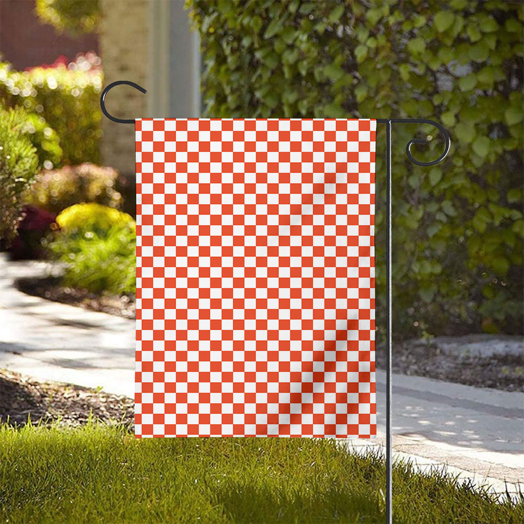 Lava Orange And White Checkered Print House Flag