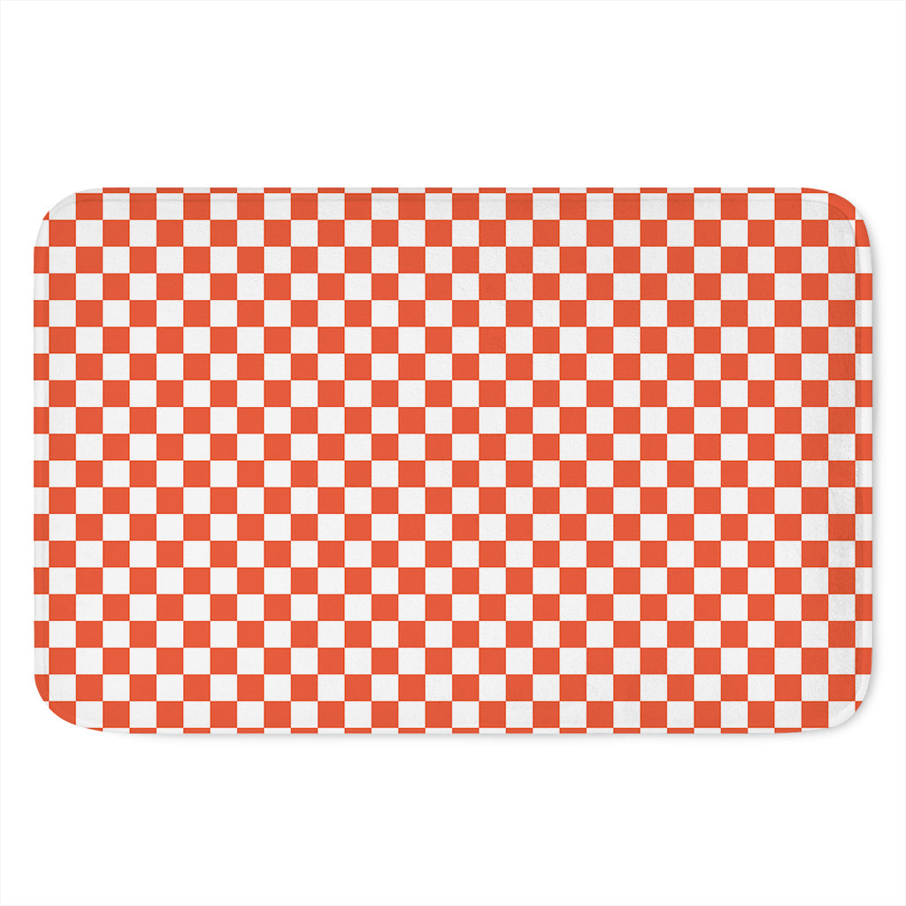 Lava Orange And White Checkered Print Indoor Door Mat