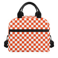 Lava Orange And White Checkered Print Insulated Lunch Bag