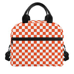 Lava Orange And White Checkered Print Insulated Lunch Bag