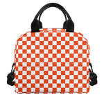 Lava Orange And White Checkered Print Insulated Lunch Bag