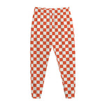 Lava Orange And White Checkered Print Jogger Pants