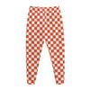 Lava Orange And White Checkered Print Jogger Pants