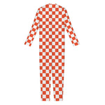 Lava Orange And White Checkered Print Jumpsuit