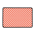 Lava Orange And White Checkered Print Kitchen Mat