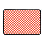 Lava Orange And White Checkered Print Kitchen Mat