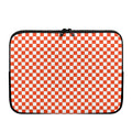 Lava Orange And White Checkered Print Laptop Sleeve
