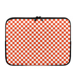 Lava Orange And White Checkered Print Laptop Sleeve