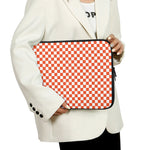 Lava Orange And White Checkered Print Laptop Sleeve