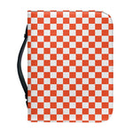 Lava Orange And White Checkered Print Leather Bible Cover