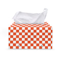 Lava Orange And White Checkered Print Leather Tissue Box Cover