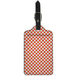 Lava Orange And White Checkered Print Luggage Tag