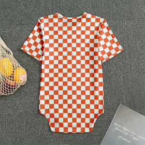 Lava Orange And White Checkered Print Men's Bodysuit