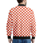 Lava Orange And White Checkered Print Men's Bomber Jacket