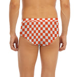 Lava Orange And White Checkered Print Men's Briefs