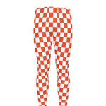 Lava Orange And White Checkered Print Men's leggings