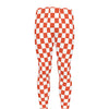 Lava Orange And White Checkered Print Men's leggings