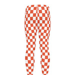 Lava Orange And White Checkered Print Men's leggings