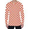 Lava Orange And White Checkered Print Men's Long Sleeve T-Shirt