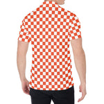 Lava Orange And White Checkered Print Men's Shirt