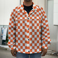 Lava Orange And White Checkered Print Men's Shirt Jacket