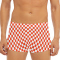 Lava Orange And White Checkered Print Men's Short Boxer Briefs