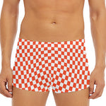 Lava Orange And White Checkered Print Men's Short Boxer Briefs