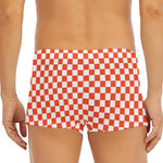 Lava Orange And White Checkered Print Men's Short Boxer Briefs