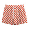 Lava Orange And White Checkered Print Mesh Shorts