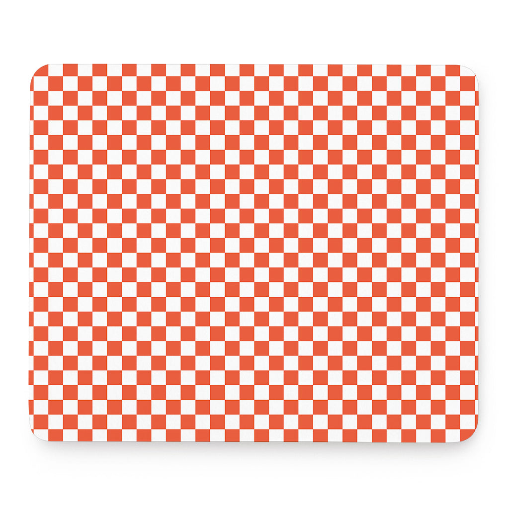 Lava Orange And White Checkered Print Mouse Pad