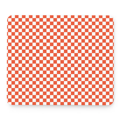 Lava Orange And White Checkered Print Mouse Pad