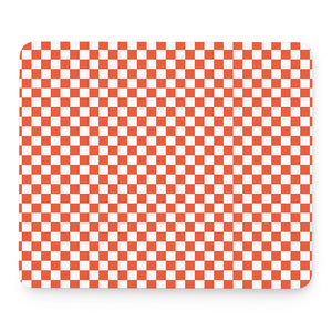 Lava Orange And White Checkered Print Mouse Pad