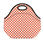 Lava Orange And White Checkered Print Neoprene Lunch Bag