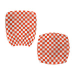 Lava Orange And White Checkered Print Office Chair Cover