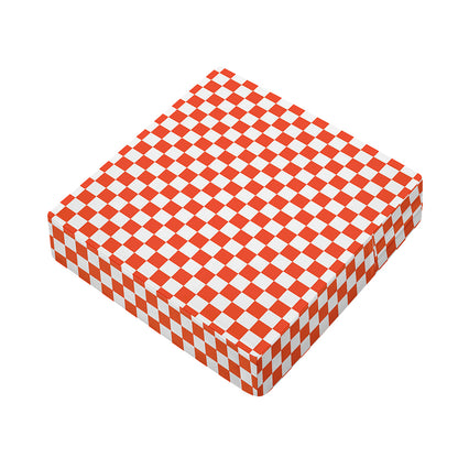 Lava Orange And White Checkered Print Outdoor Seat Cushion Cover