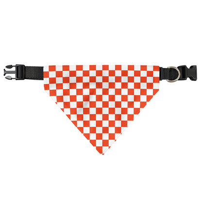Lava Orange And White Checkered Print Over The Collar Dog Bandana