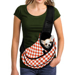 Lava Orange And White Checkered Print Pet Sling Carrier