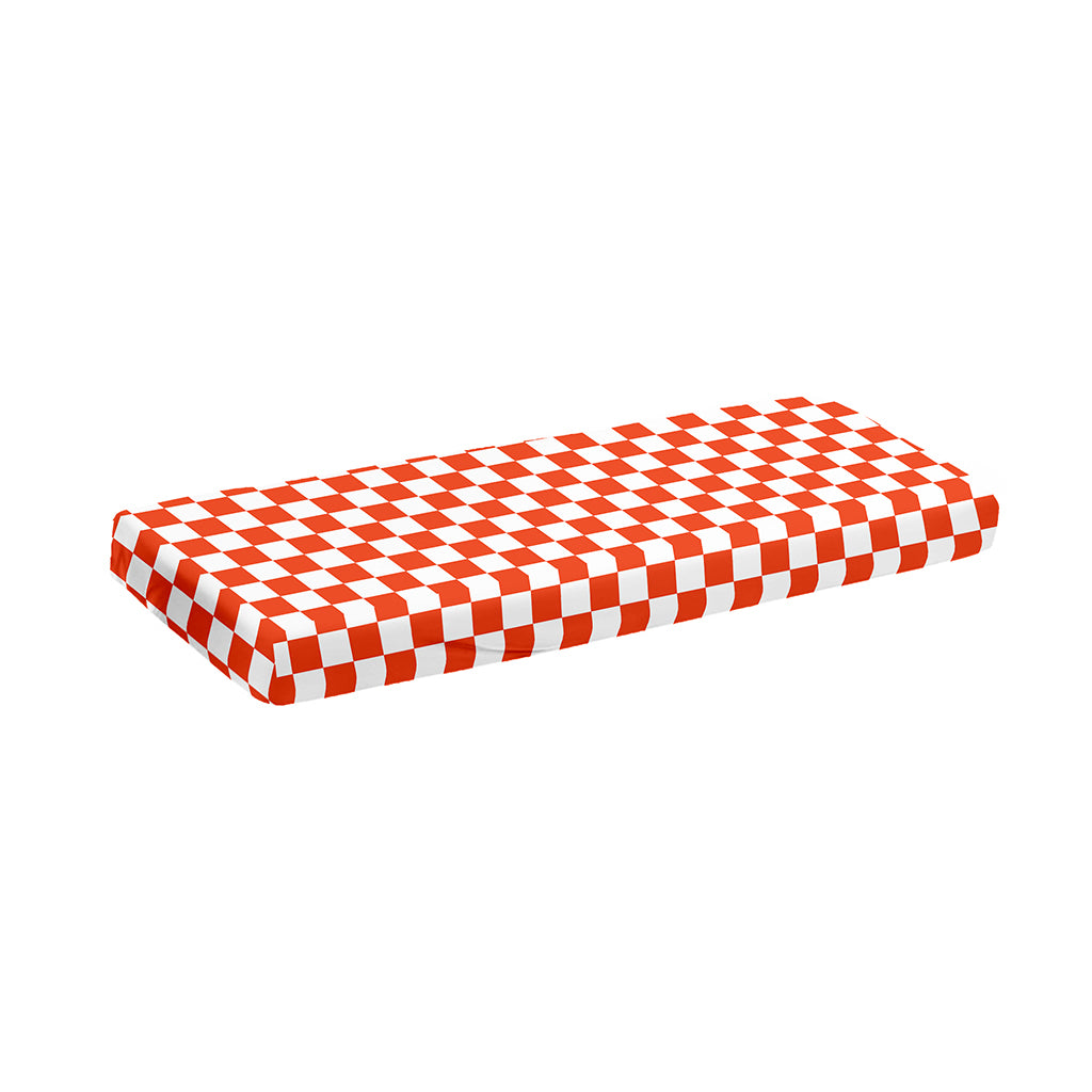 Lava Orange And White Checkered Print Piano Keyboard Cover