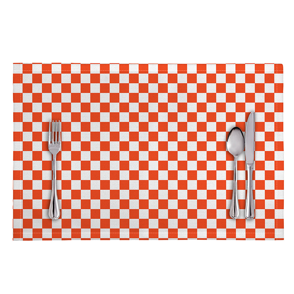 Lava Orange And White Checkered Print Placemat