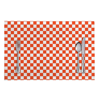 Lava Orange And White Checkered Print Placemat