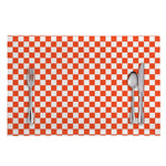 Lava Orange And White Checkered Print Placemat