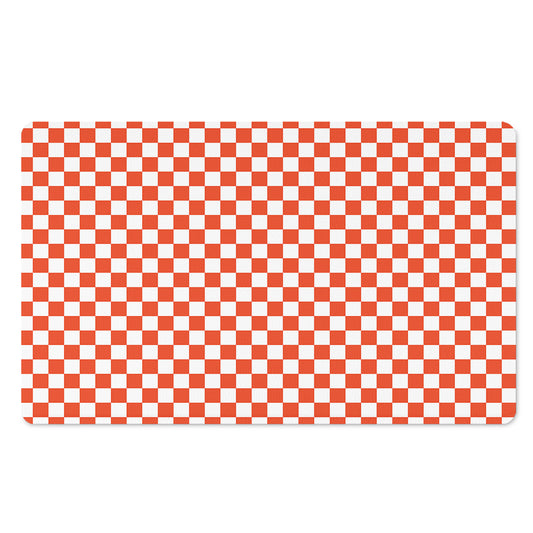 Lava Orange And White Checkered Print Polyester Doormat