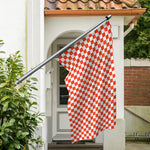 Lava Orange And White Checkered Print Polyester Flag