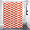 Lava Orange And White Checkered Print Premium Shower Curtain