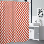 Lava Orange And White Checkered Print Premium Shower Curtain